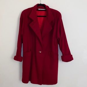 LARRY LEVINE Vintage WOOL BLEND LONG COAT IN RED SIZE LARGE
